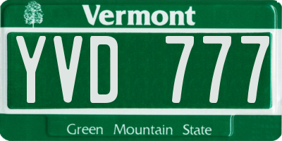 VT license plate YVD777