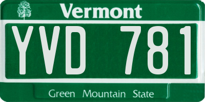 VT license plate YVD781