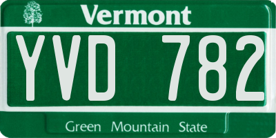 VT license plate YVD782