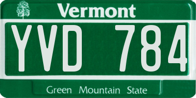 VT license plate YVD784