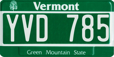 VT license plate YVD785