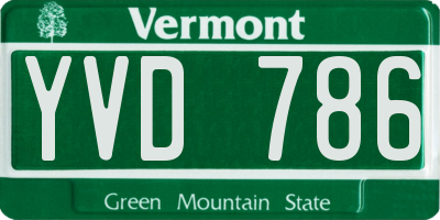 VT license plate YVD786