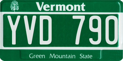 VT license plate YVD790