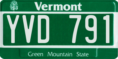 VT license plate YVD791