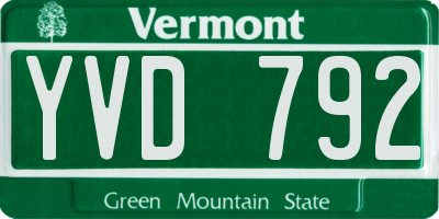 VT license plate YVD792