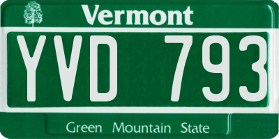 VT license plate YVD793