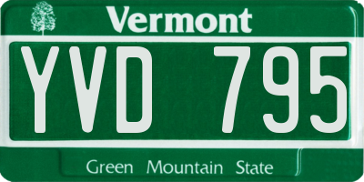 VT license plate YVD795