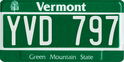 VT license plate YVD797