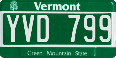 VT license plate YVD799