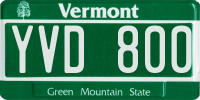 VT license plate YVD800