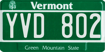 VT license plate YVD802