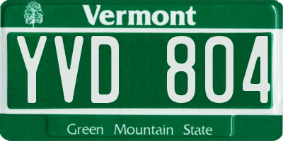 VT license plate YVD804