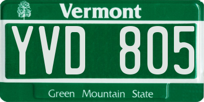 VT license plate YVD805