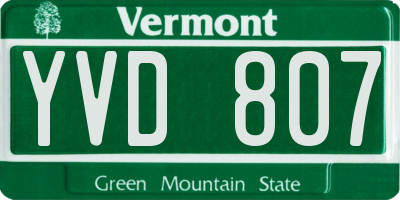 VT license plate YVD807