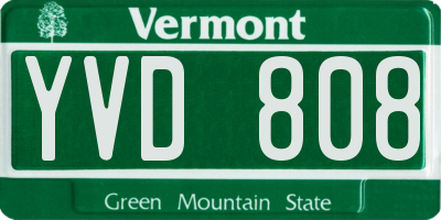 VT license plate YVD808