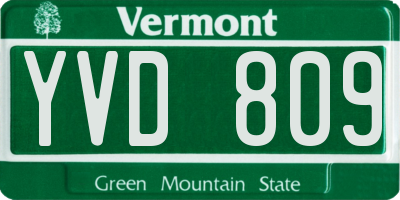 VT license plate YVD809