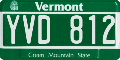 VT license plate YVD812