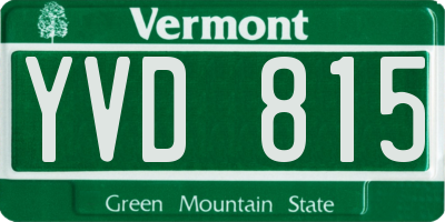 VT license plate YVD815