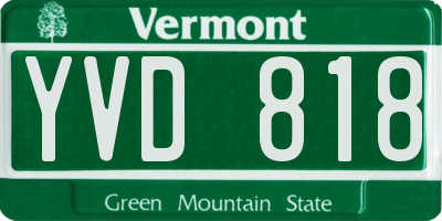 VT license plate YVD818