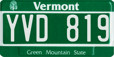 VT license plate YVD819