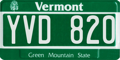 VT license plate YVD820