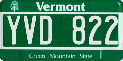 VT license plate YVD822