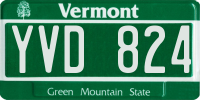 VT license plate YVD824