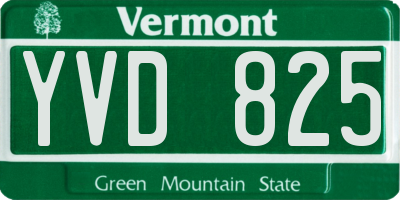 VT license plate YVD825