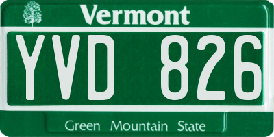 VT license plate YVD826