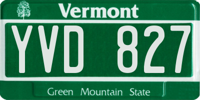 VT license plate YVD827