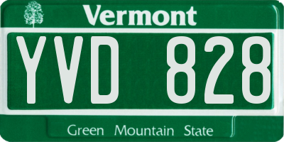 VT license plate YVD828
