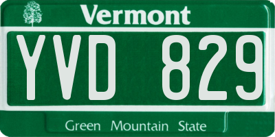 VT license plate YVD829