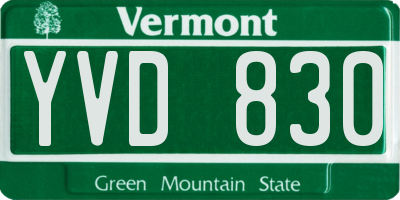 VT license plate YVD830
