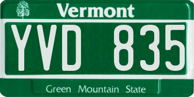 VT license plate YVD835