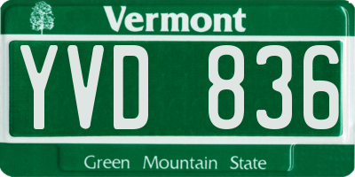 VT license plate YVD836