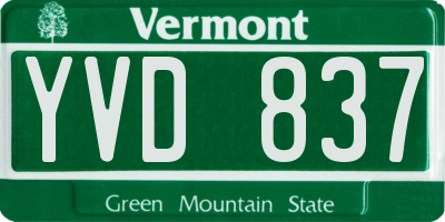 VT license plate YVD837