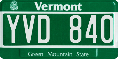 VT license plate YVD840
