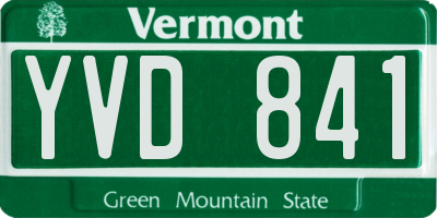 VT license plate YVD841