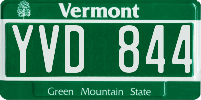 VT license plate YVD844