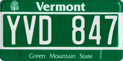 VT license plate YVD847