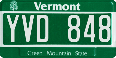 VT license plate YVD848