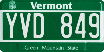 VT license plate YVD849