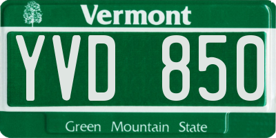VT license plate YVD850