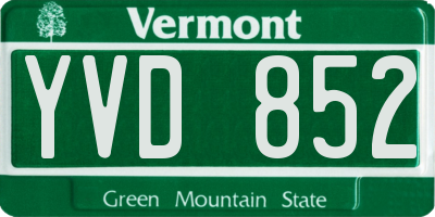 VT license plate YVD852