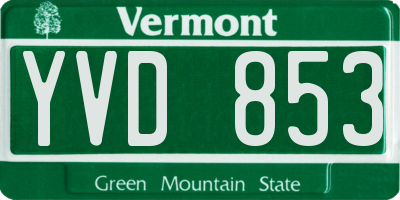 VT license plate YVD853