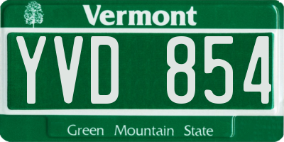 VT license plate YVD854
