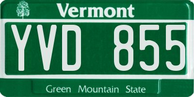 VT license plate YVD855