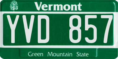 VT license plate YVD857