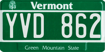 VT license plate YVD862