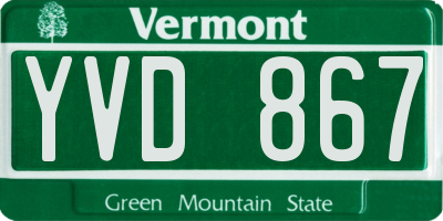 VT license plate YVD867